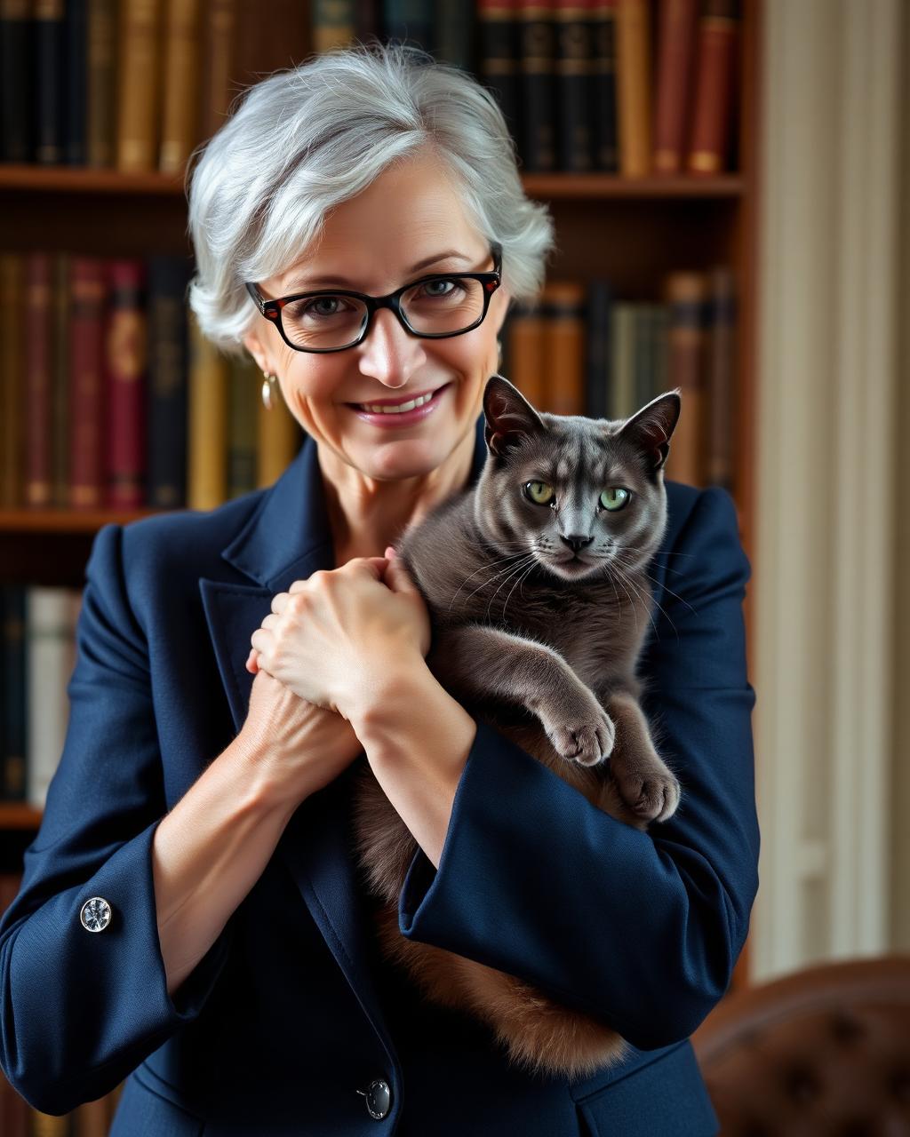Sarah Thompson, founder and head breeder of Azurine Russian Blue Cattery in Austin, Texas